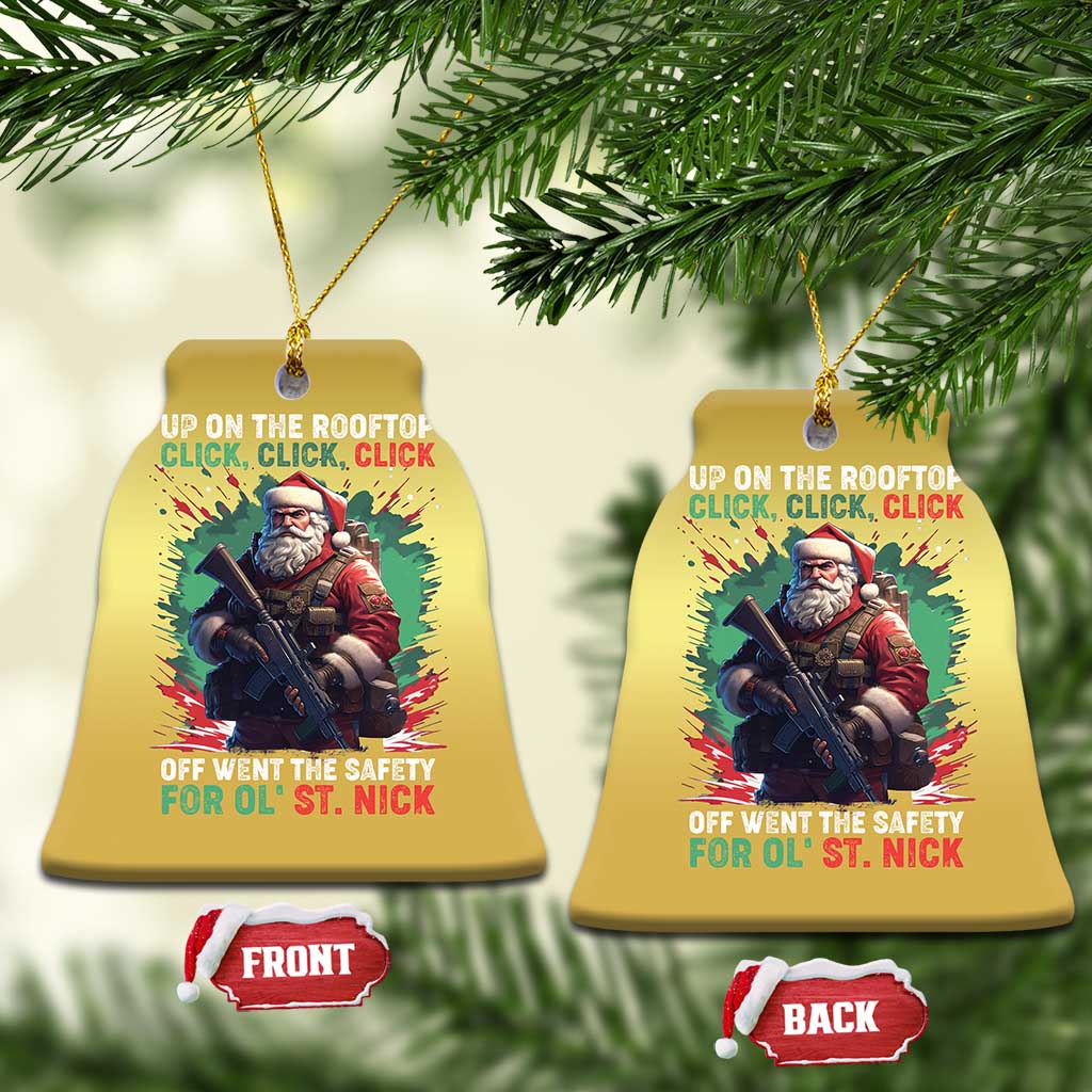 Xmas Veteran Christmas Ornament Up On The Rooftop Click Click Click Santa Patriotic - Wonder Print Shop