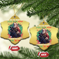 Xmas Veteran Christmas Ornament Up On The Rooftop Click Click Click Santa Patriotic - Wonder Print Shop