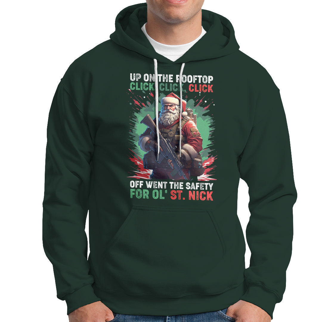 Christmas Hoodie Up On The Rooftop Click Click Click Santa Patriotic - Wonder Print Shop