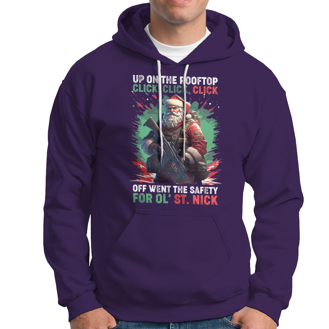 Christmas Hoodie Up On The Rooftop Click Click Click Santa Patriotic - Wonder Print Shop