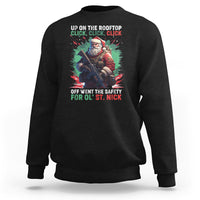 Christmas Sweatshirt Up On The Rooftop Click Click Click Santa Patriotic - Wonder Print Shop