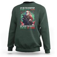 Christmas Sweatshirt Up On The Rooftop Click Click Click Santa Patriotic - Wonder Print Shop