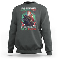 Christmas Sweatshirt Up On The Rooftop Click Click Click Santa Patriotic - Wonder Print Shop