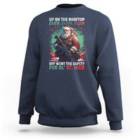 Christmas Sweatshirt Up On The Rooftop Click Click Click Santa Patriotic - Wonder Print Shop