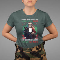 Christmas T Shirt Up On The Rooftop Click Click Click Santa Patriotic - Wonder Print Shop