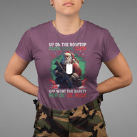 Christmas T Shirt Up On The Rooftop Click Click Click Santa Patriotic - Wonder Print Shop