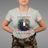 Christmas T Shirt Up On The Rooftop Click Click Click Santa Patriotic - Wonder Print Shop