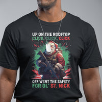 Christmas T Shirt Up On The Rooftop Click Click Click Santa Patriotic - Wonder Print Shop