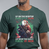 Christmas T Shirt Up On The Rooftop Click Click Click Santa Patriotic - Wonder Print Shop