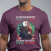 Christmas T Shirt Up On The Rooftop Click Click Click Santa Patriotic - Wonder Print Shop