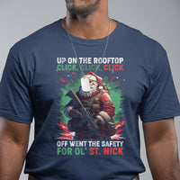 Christmas T Shirt Up On The Rooftop Click Click Click Santa Patriotic - Wonder Print Shop