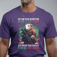 Christmas T Shirt Up On The Rooftop Click Click Click Santa Patriotic - Wonder Print Shop