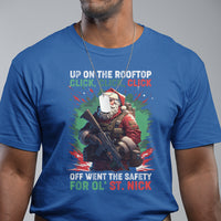 Christmas T Shirt Up On The Rooftop Click Click Click Santa Patriotic - Wonder Print Shop