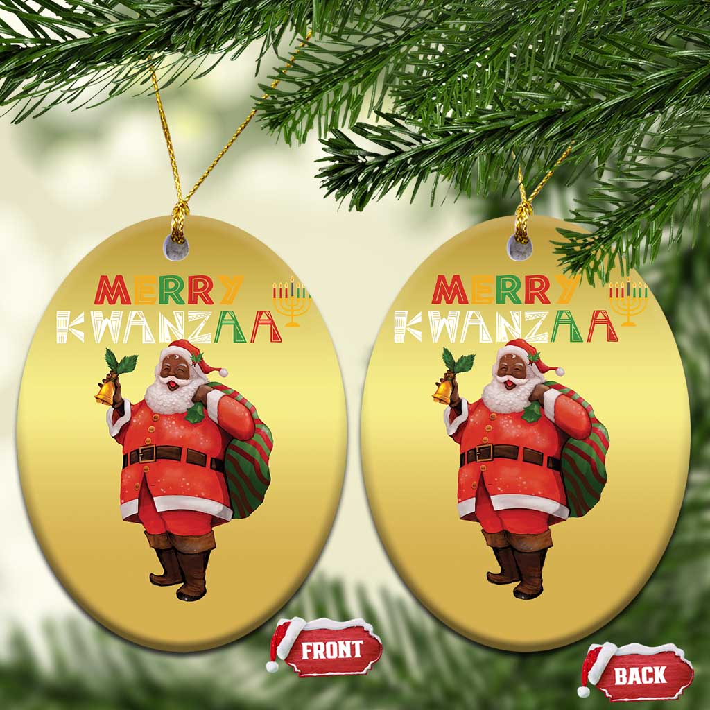 Merry Kwanzaa African American Xmas Santa Christmas Ornament - Wonder Print Shop