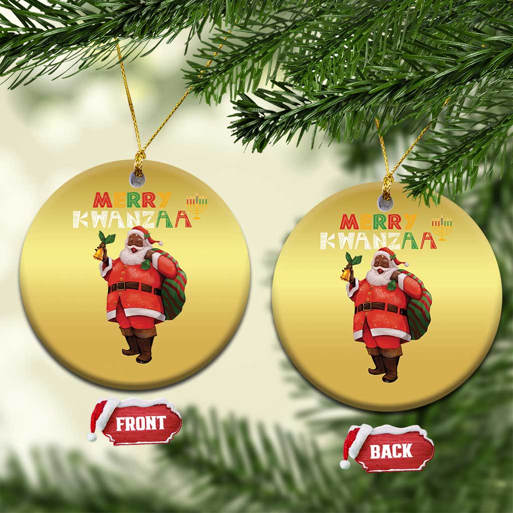 Merry Kwanzaa African American Xmas Santa Christmas Ornament - Wonder Print Shop