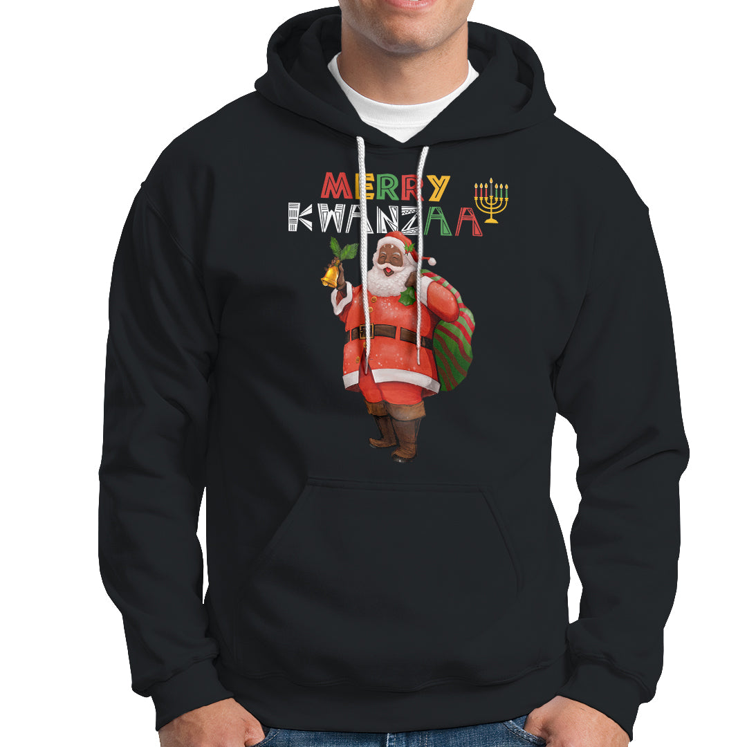 Christmas Hoodie Merry Kwanzaa African American Santa - Wonder Print Shop