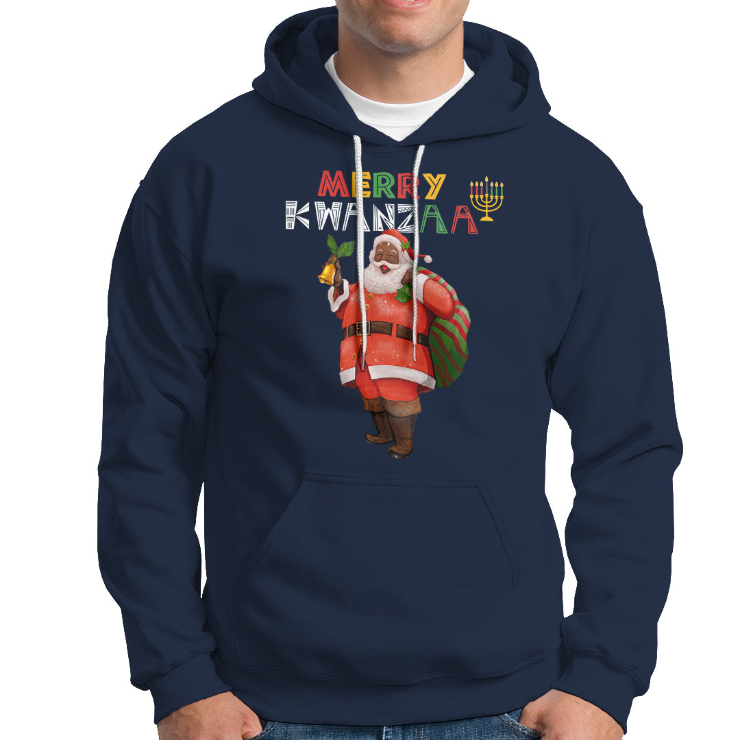 Christmas Hoodie Merry Kwanzaa African American Santa - Wonder Print Shop