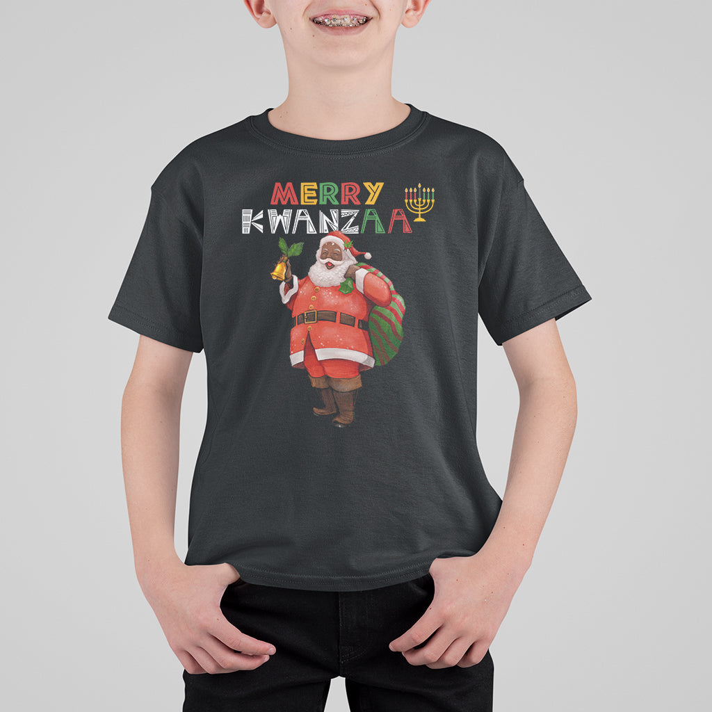 Christmas T Shirt For Kid Merry Kwanzaa African American Santa - Wonder Print Shop