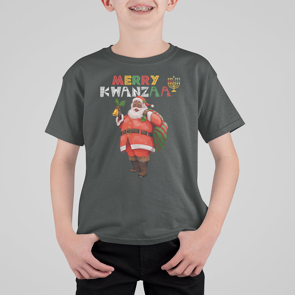 Christmas T Shirt For Kid Merry Kwanzaa African American Santa - Wonder Print Shop