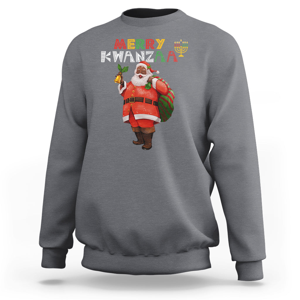 Christmas Sweatshirt Merry Kwanzaa African American Santa - Wonder Print Shop