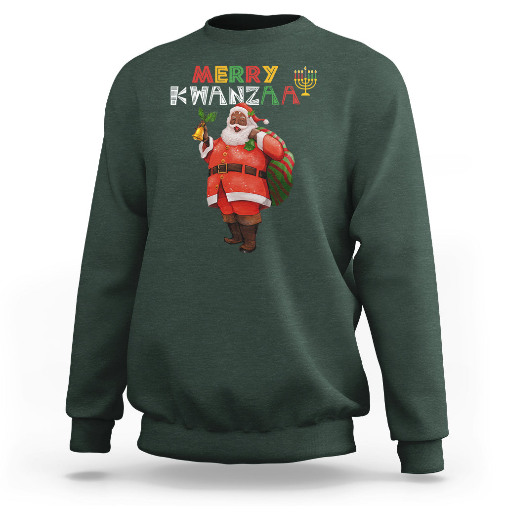 Christmas Sweatshirt Merry Kwanzaa African American Santa - Wonder Print Shop