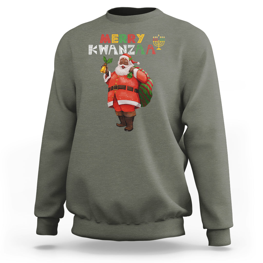 Christmas Sweatshirt Merry Kwanzaa African American Santa - Wonder Print Shop