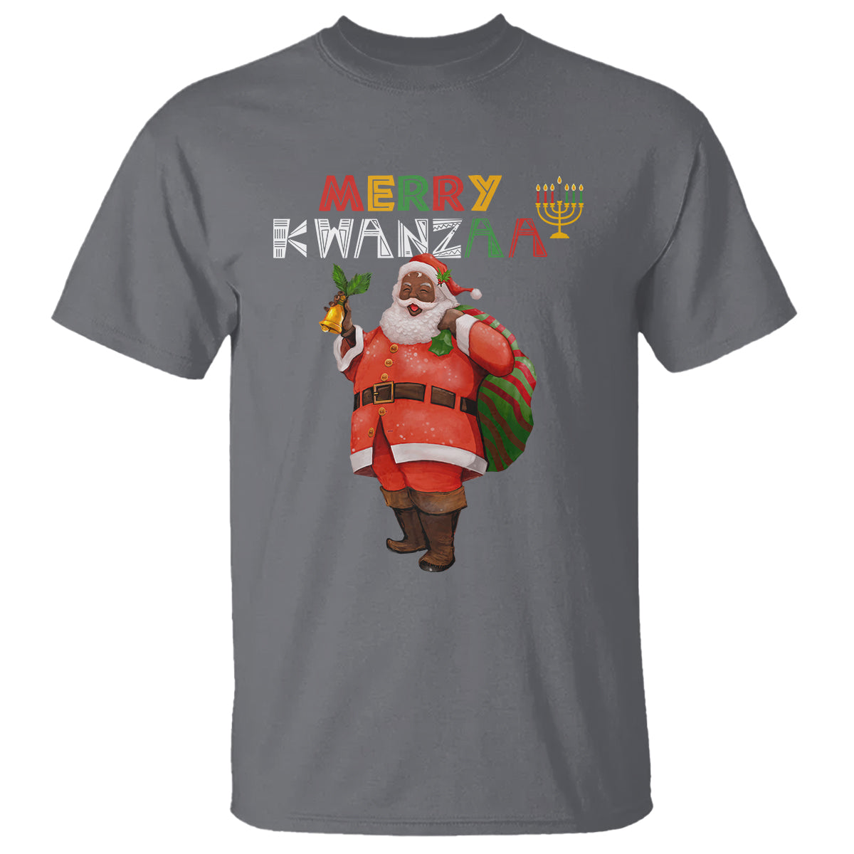 Christmas T Shirt Merry Kwanzaa African American Santa - Wonder Print Shop