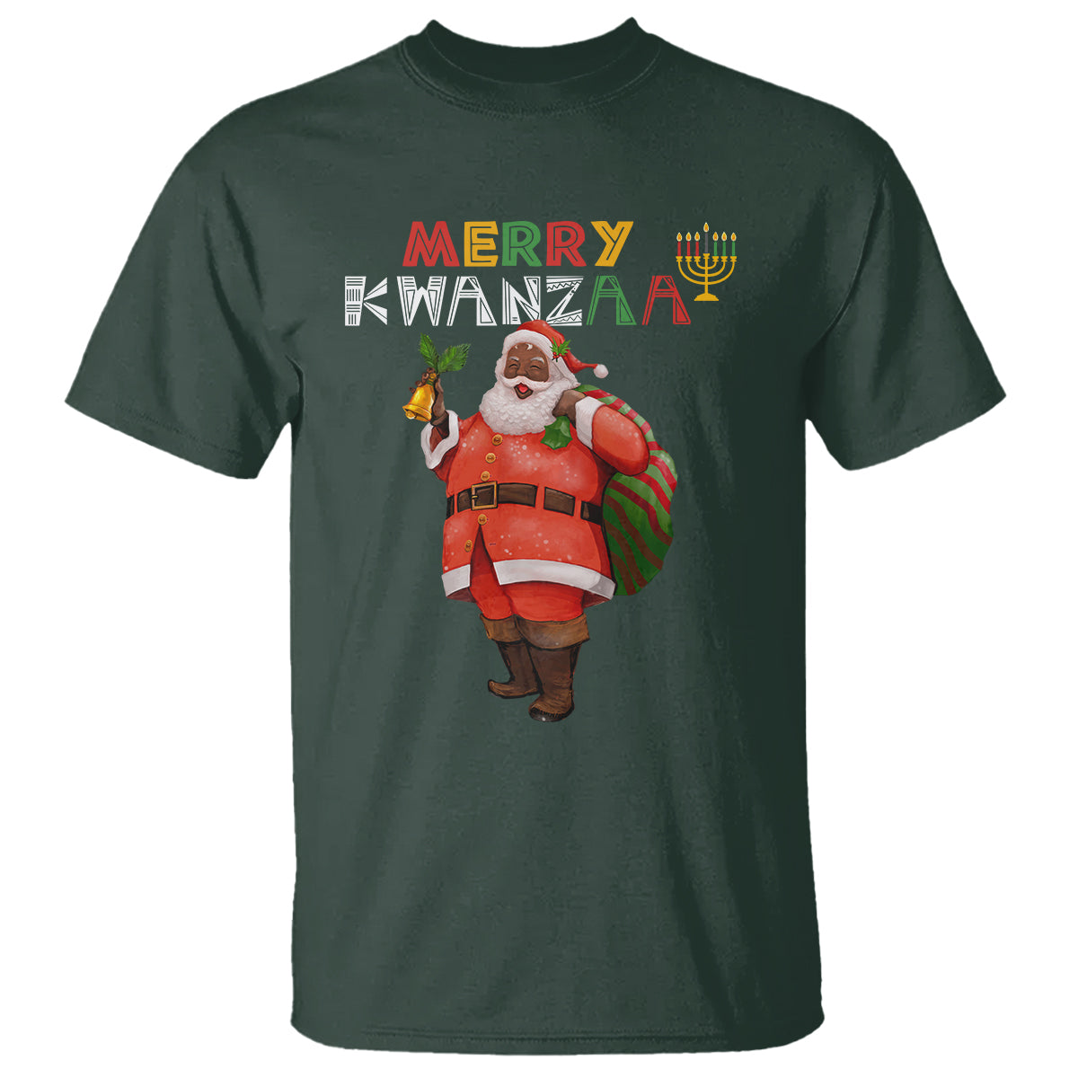 Christmas T Shirt Merry Kwanzaa African American Santa - Wonder Print Shop