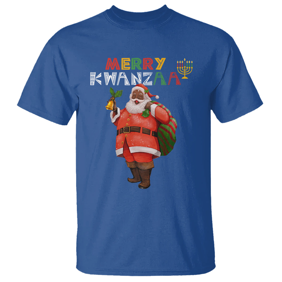Christmas T Shirt Merry Kwanzaa African American Santa - Wonder Print Shop