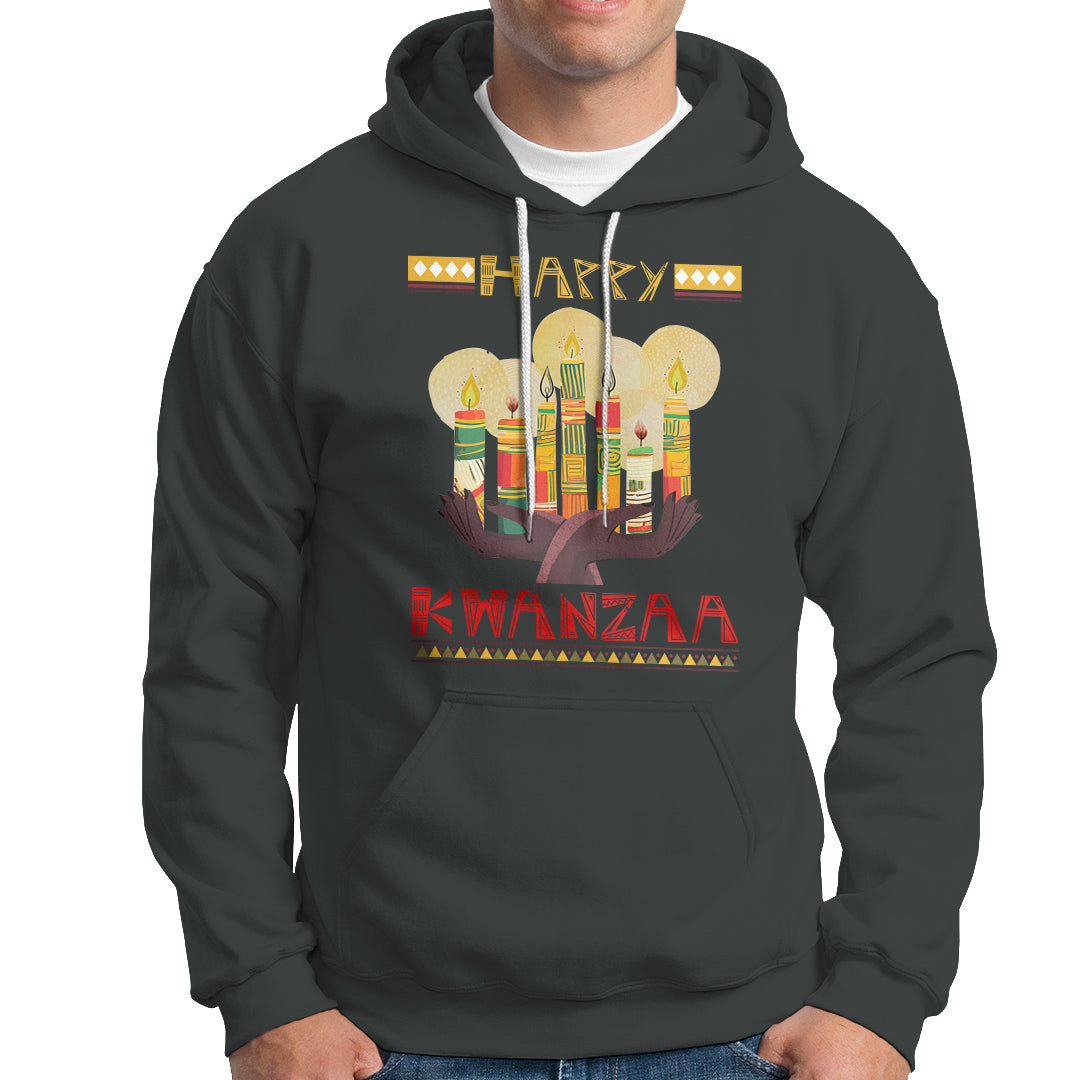 Christmas Hoodie Happy Kwanzaa African American Candles - Wonder Print Shop