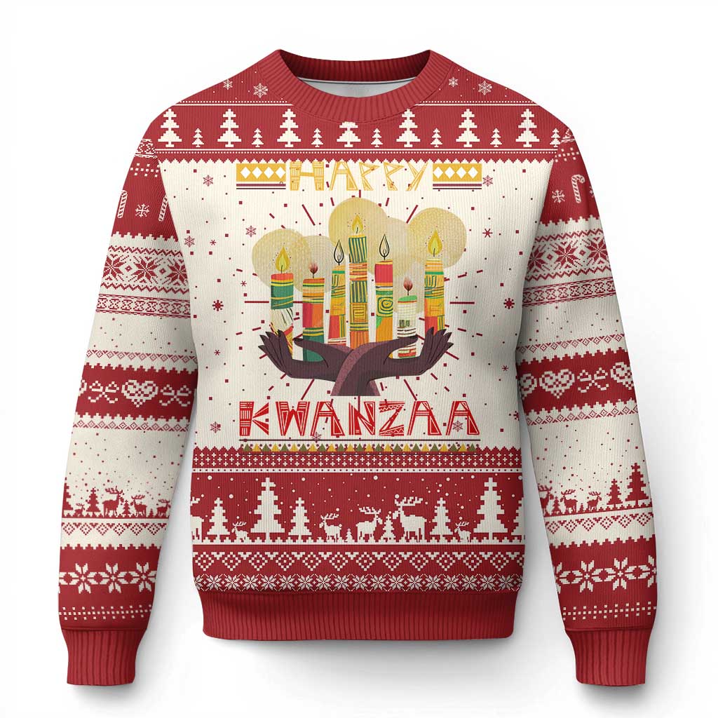 Happy Kwanzaa African American Xmas Ugly Christmas Sweater - Wonder Print Shop