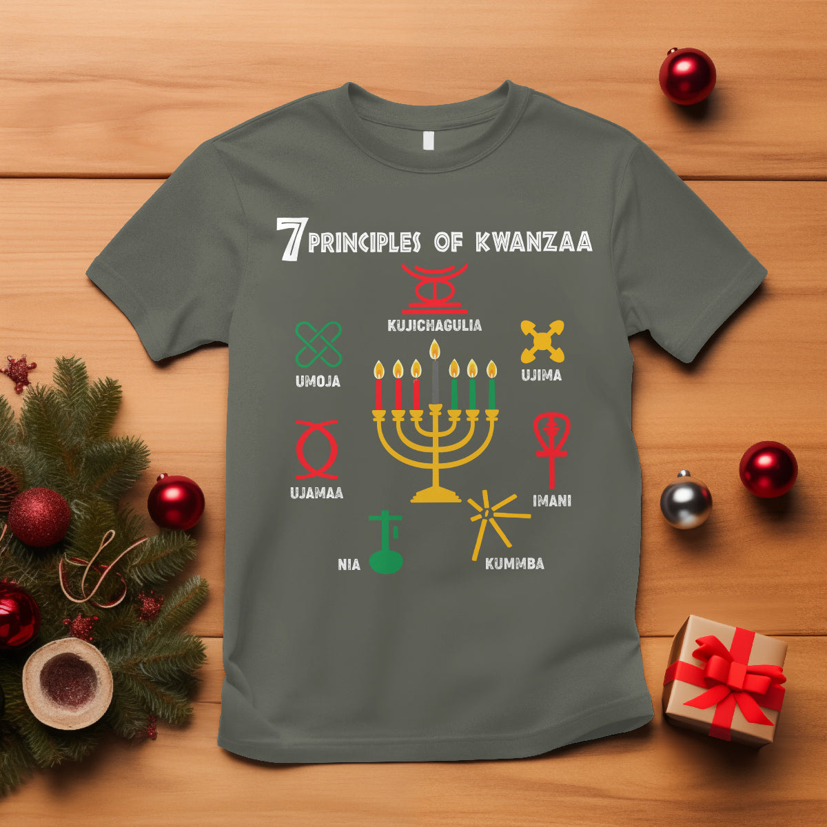 Christmas T Shirt 7 Principles Of Kwanzaa African American Festival - Wonder Print Shop