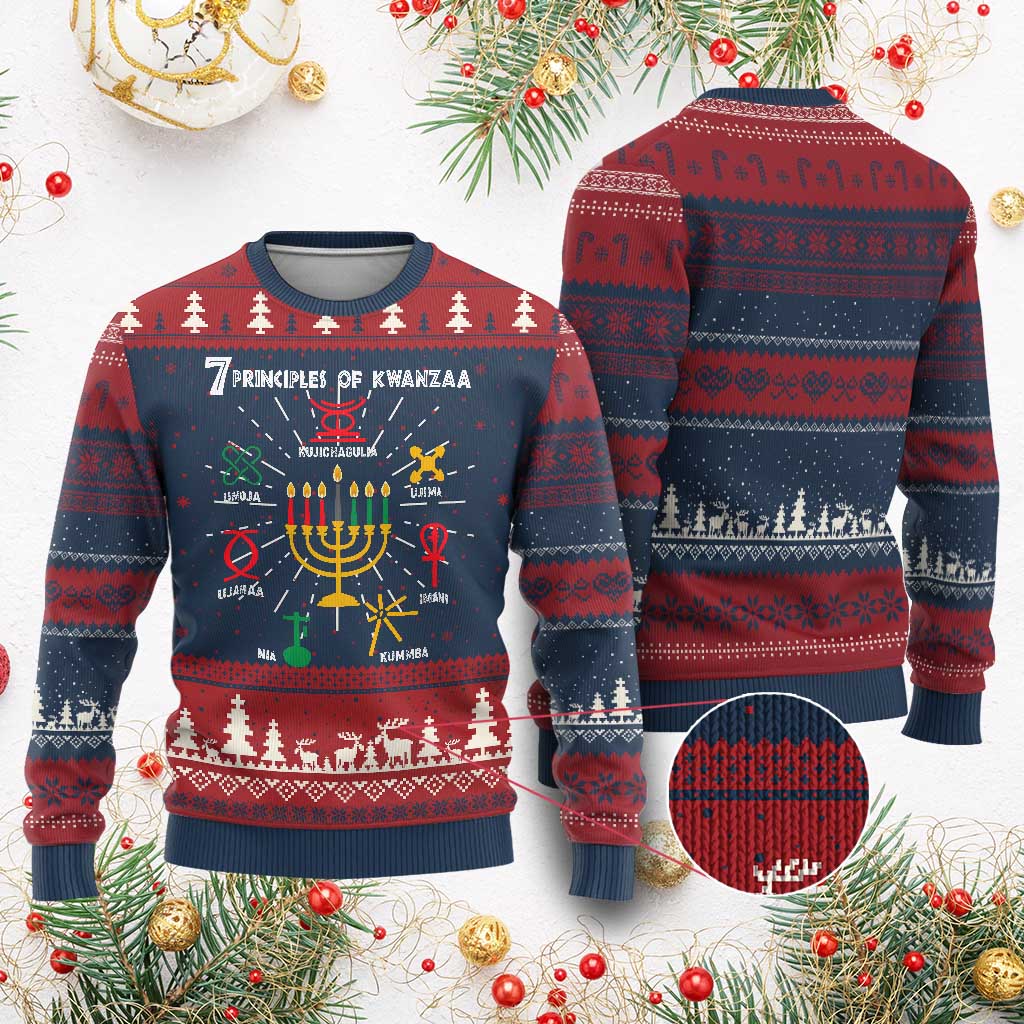 7 Principles Of Kwanzaa African American Xmas Ugly Christmas Sweater - Wonder Print Shop