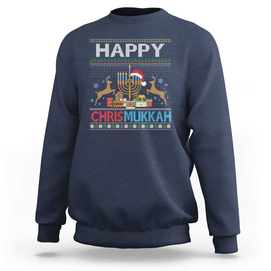 Happy Chrismukkah Funny Jewish Christmas Hanukkah Chanukah Sweatshirt - Wonder Print Shop