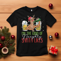 Christmas T Shirt Reindeer Beer Drinking I'm The Kind Of Naughty Santa Likes - Wonder Print Shop