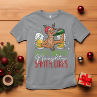 Christmas T Shirt Reindeer Beer Drinking I'm The Kind Of Naughty Santa Likes - Wonder Print Shop