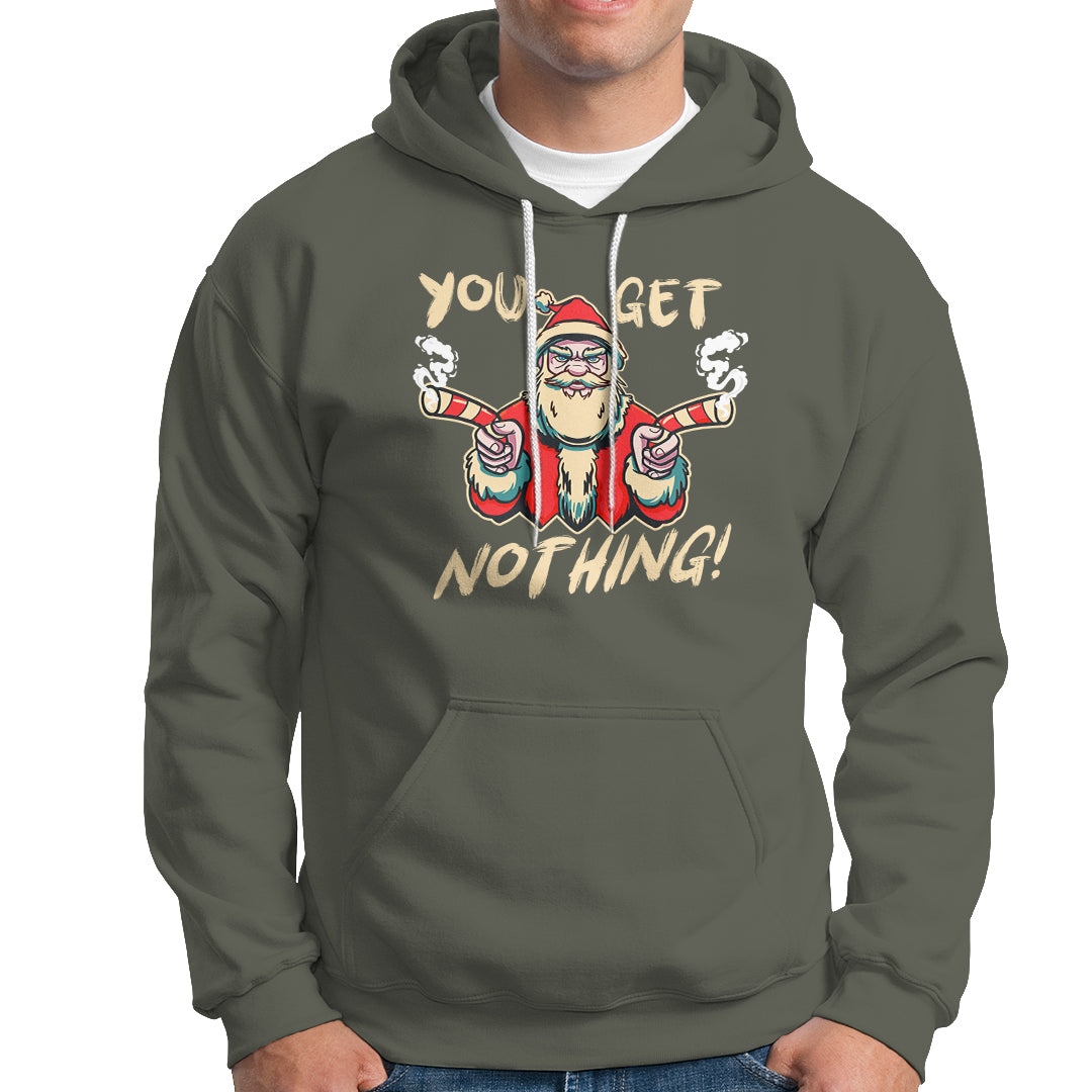 Christmas Hoodie Angry Santa Candy Gun You Get Nothing Cool Gangsta - Wonder Print Shop