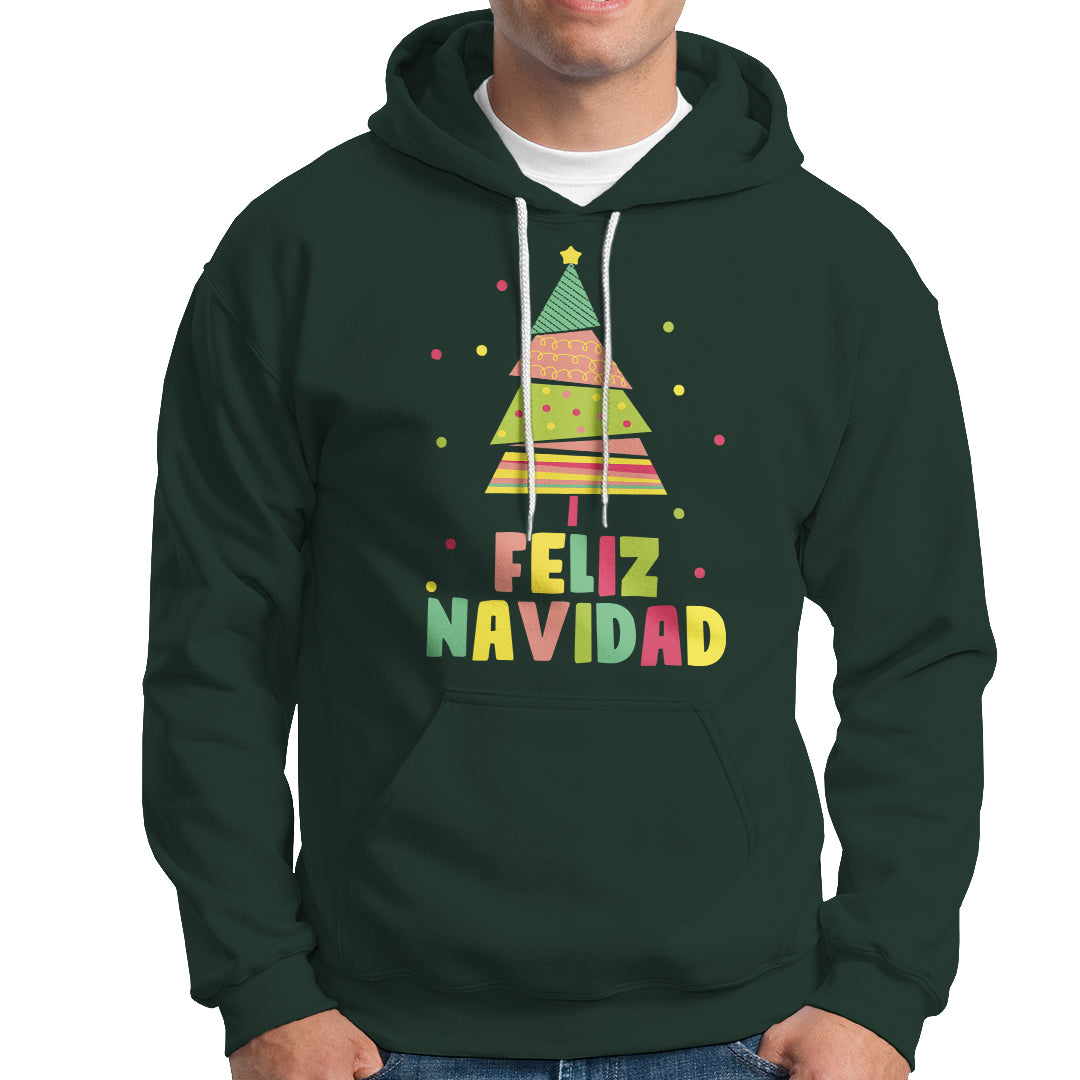 Feliz Navidad Colorful Xmas Tree Spanish Christmas Hoodie - Wonder Print Shop