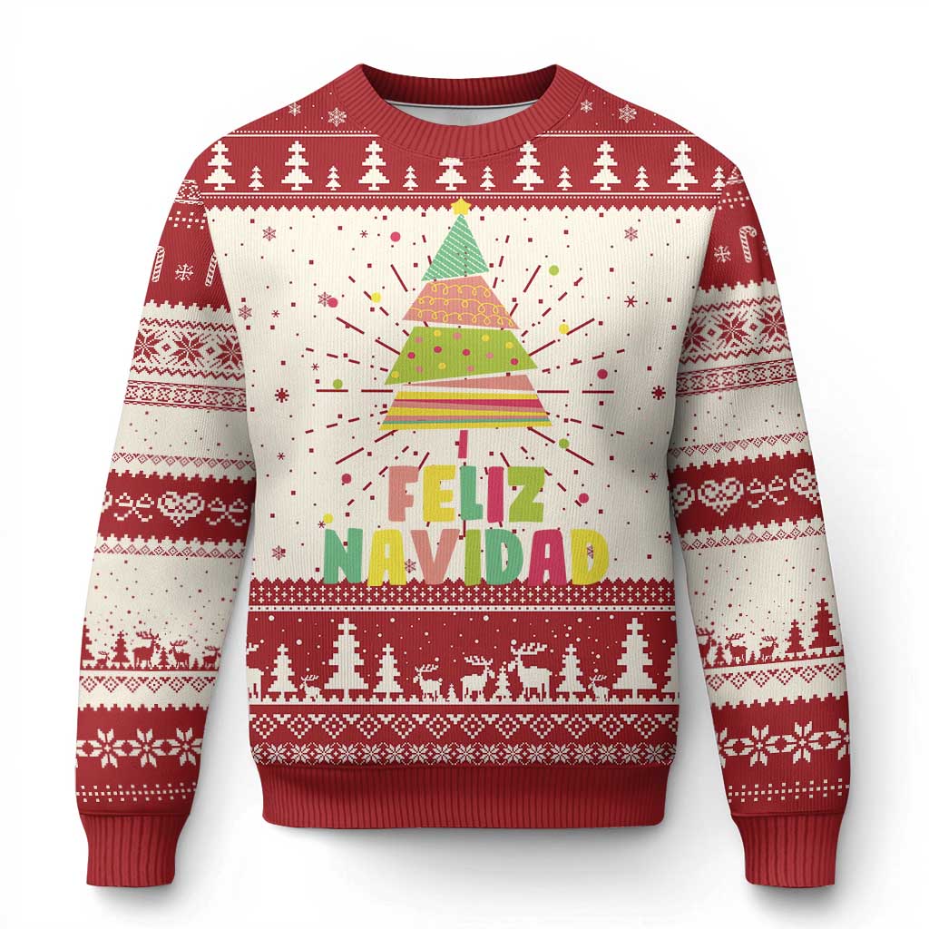 Feliz Navidad Colorful Xmas Tree Spanish Ugly Christmas Sweater - Wonder Print Shop