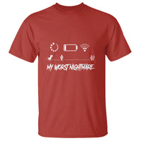 My Worst Nightmare Emty Battery Wifi Loading Gamer Power T Shirt - Wonder Print Shop