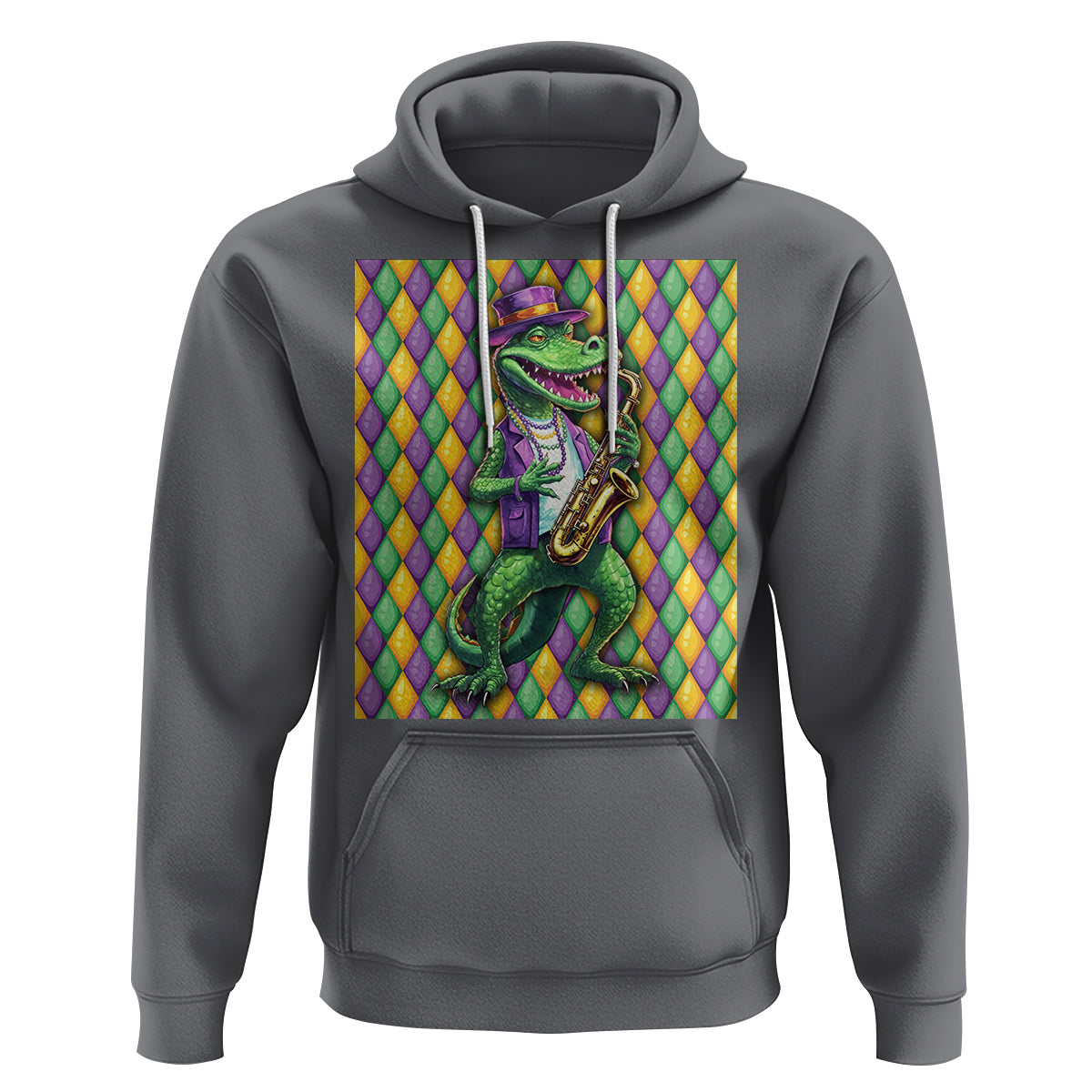 Mardi Gras Funny Alligator Crocodiles Jester Fat Tuesday New Orleans Hoodie - Wonder Print Shop