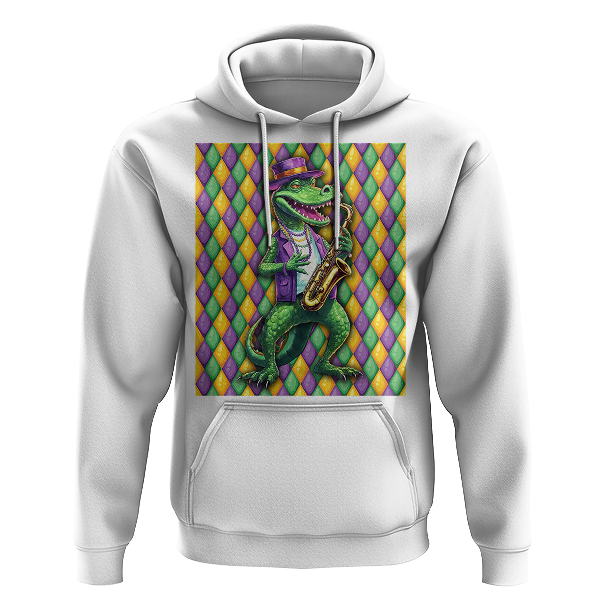 Mardi Gras Funny Alligator Crocodiles Jester Fat Tuesday New Orleans Hoodie - Wonder Print Shop