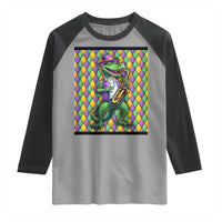 Mardi Gras Funny Alligator Crocodiles Jester Fat Tuesday New Orleans Raglan Shirt