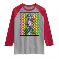 Mardi Gras Funny Alligator Crocodiles Jester Fat Tuesday New Orleans Raglan Shirt