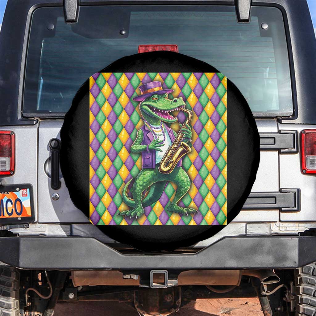 Mardi Gras Funny Alligator Crocodiles Jester Fat Tuesday New Orleans Spare Tire Cover