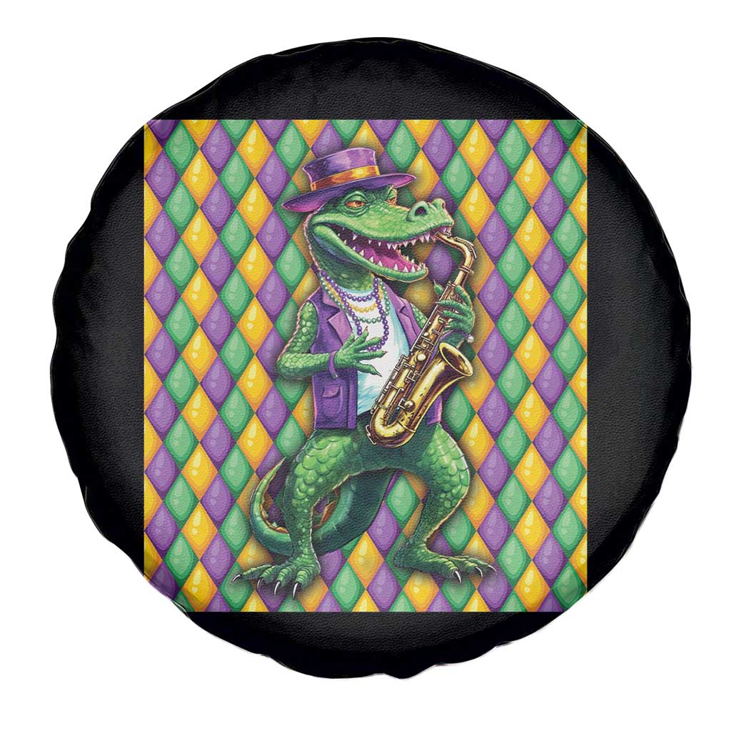 Mardi Gras Funny Alligator Crocodiles Jester Fat Tuesday New Orleans Spare Tire Cover
