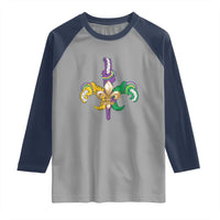 Mardi Gras Alligator Crocodiles Funny Fleur De Lis Raglan Shirt