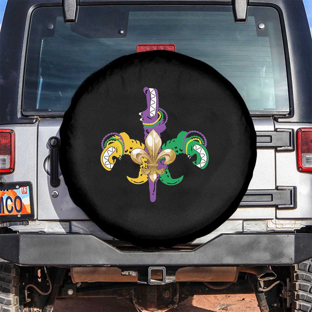 Mardi Gras Alligator Crocodiles Funny Fleur De Lis Spare Tire Cover
