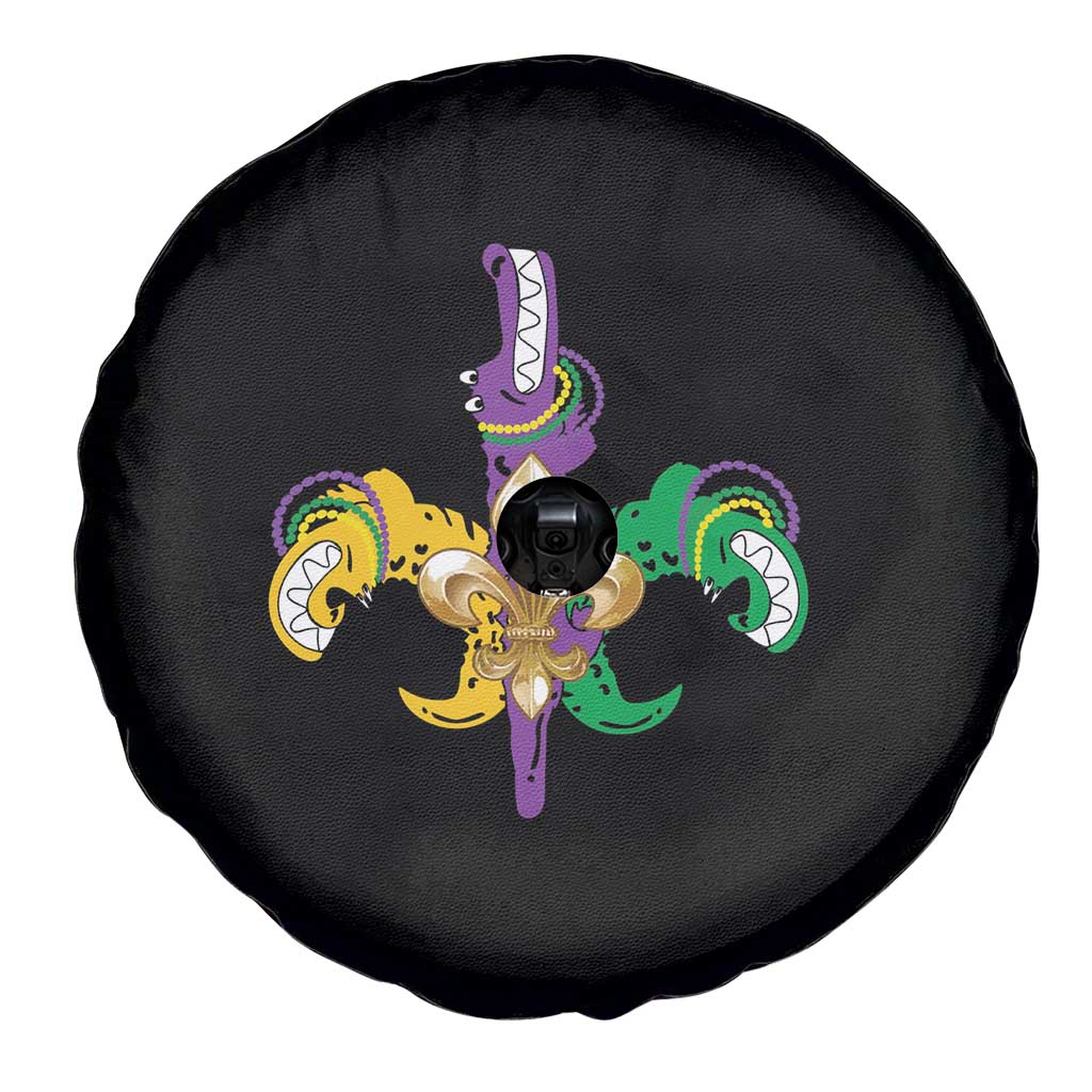 Mardi Gras Alligator Crocodiles Funny Fleur De Lis Spare Tire Cover