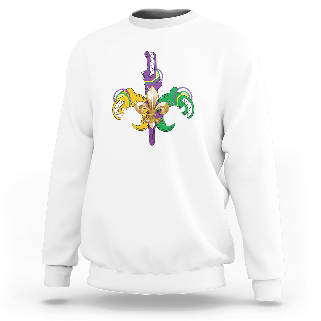 Mardi Gras Alligator Crocodiles Funny Fleur De Lis Sweatshirt - Wonder Print Shop
